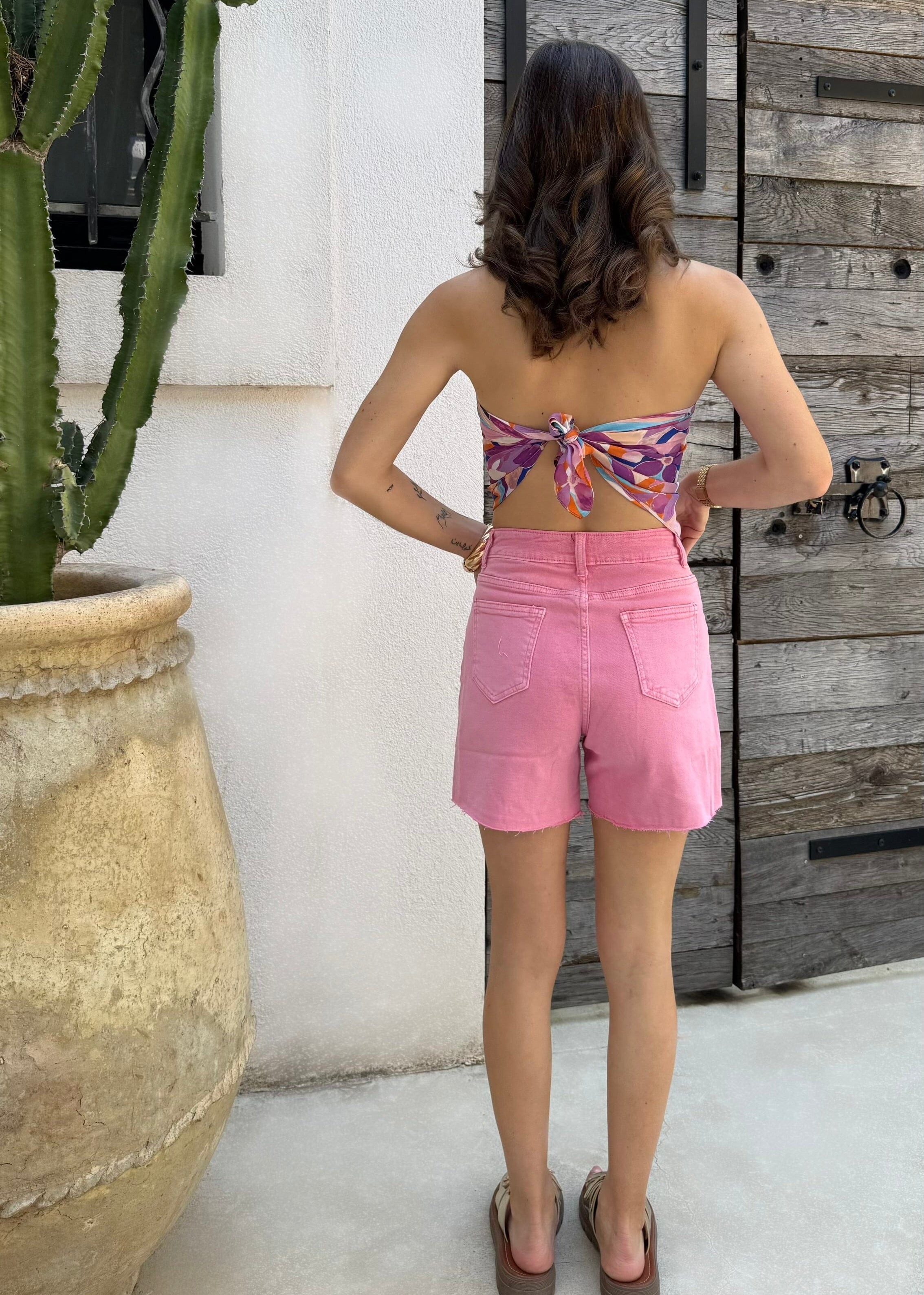 Short en jean - Rose