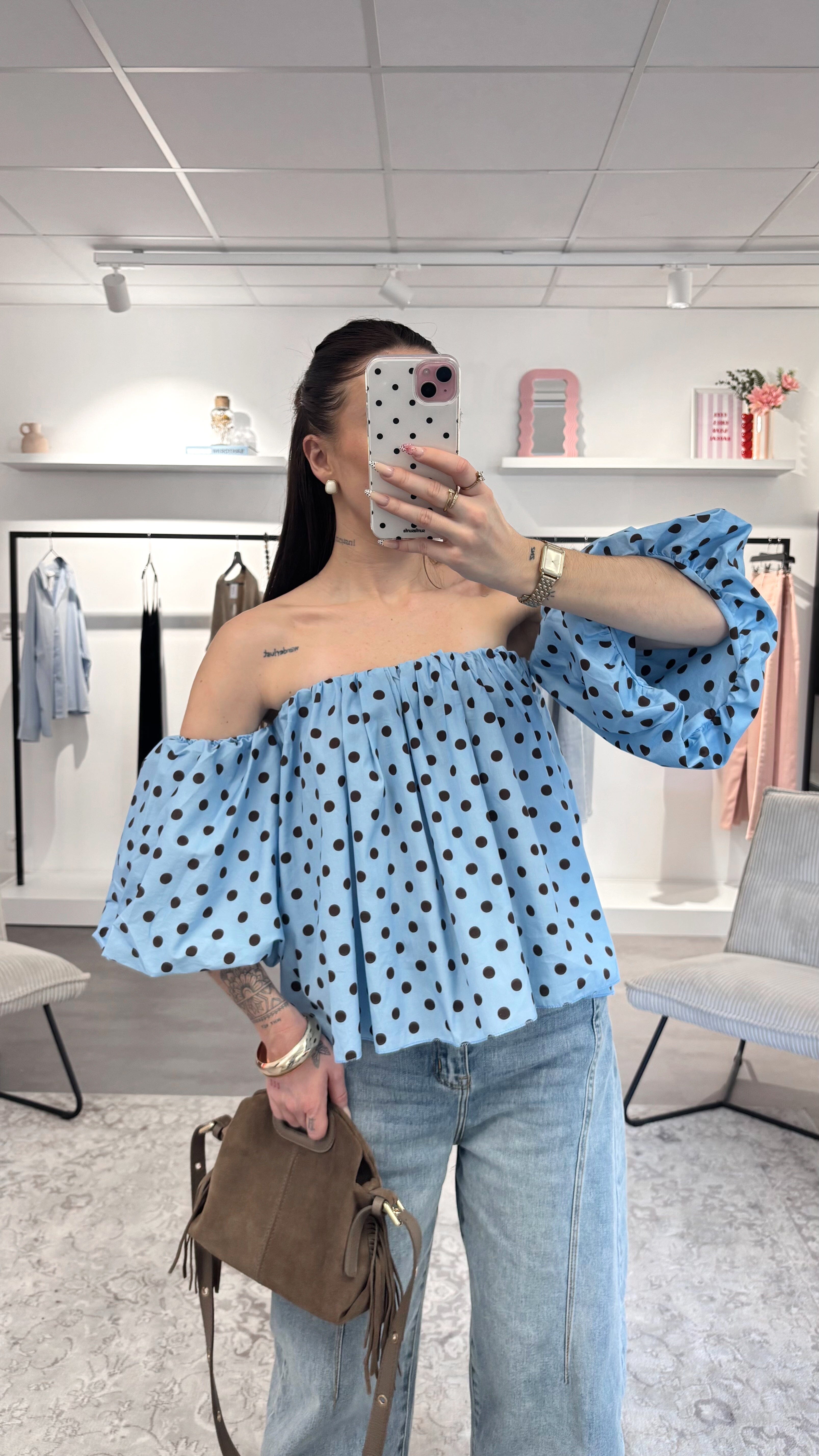 Blouse Sofia - Bleue/Choco