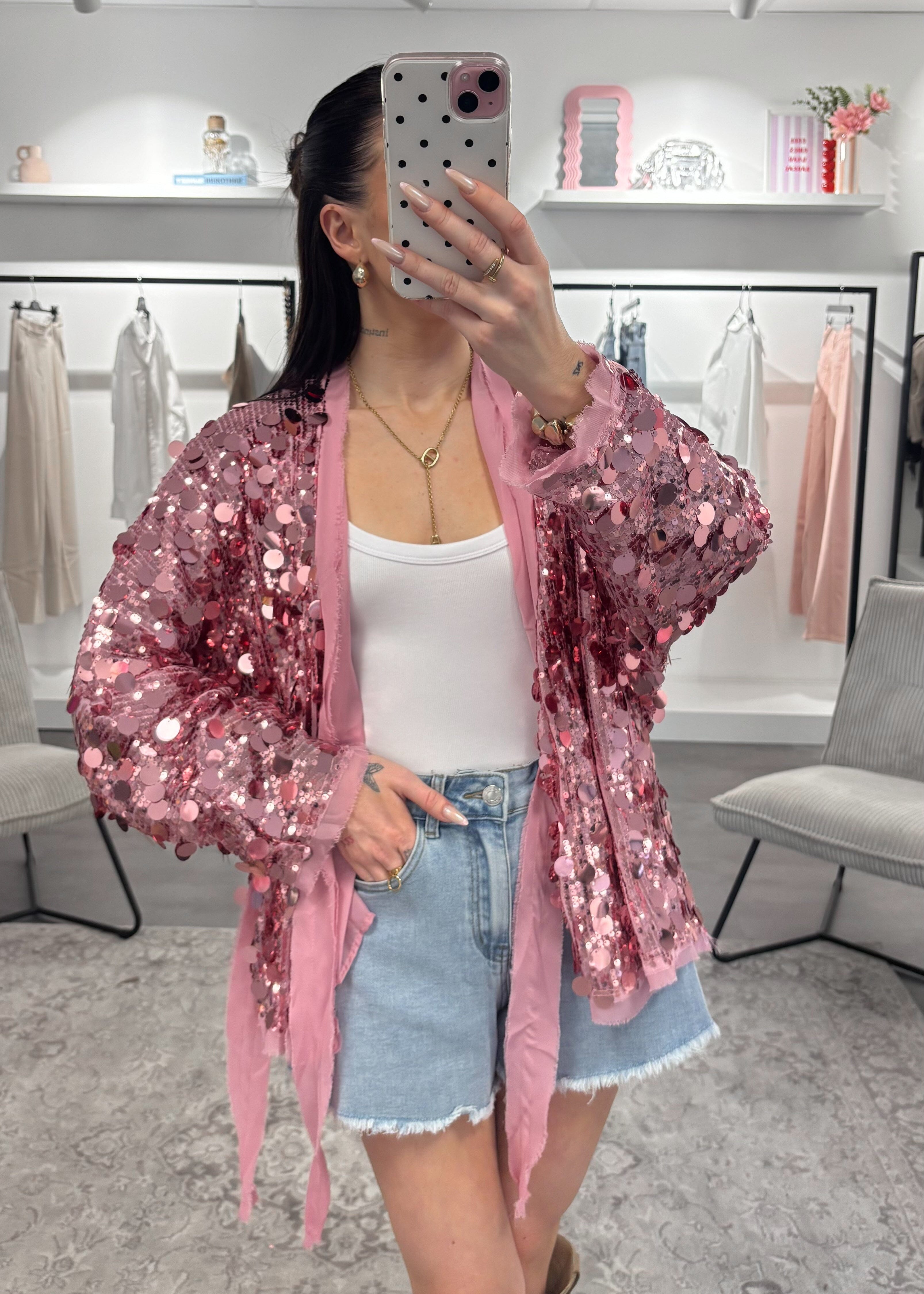 Gilet Glowy - Sequins roses