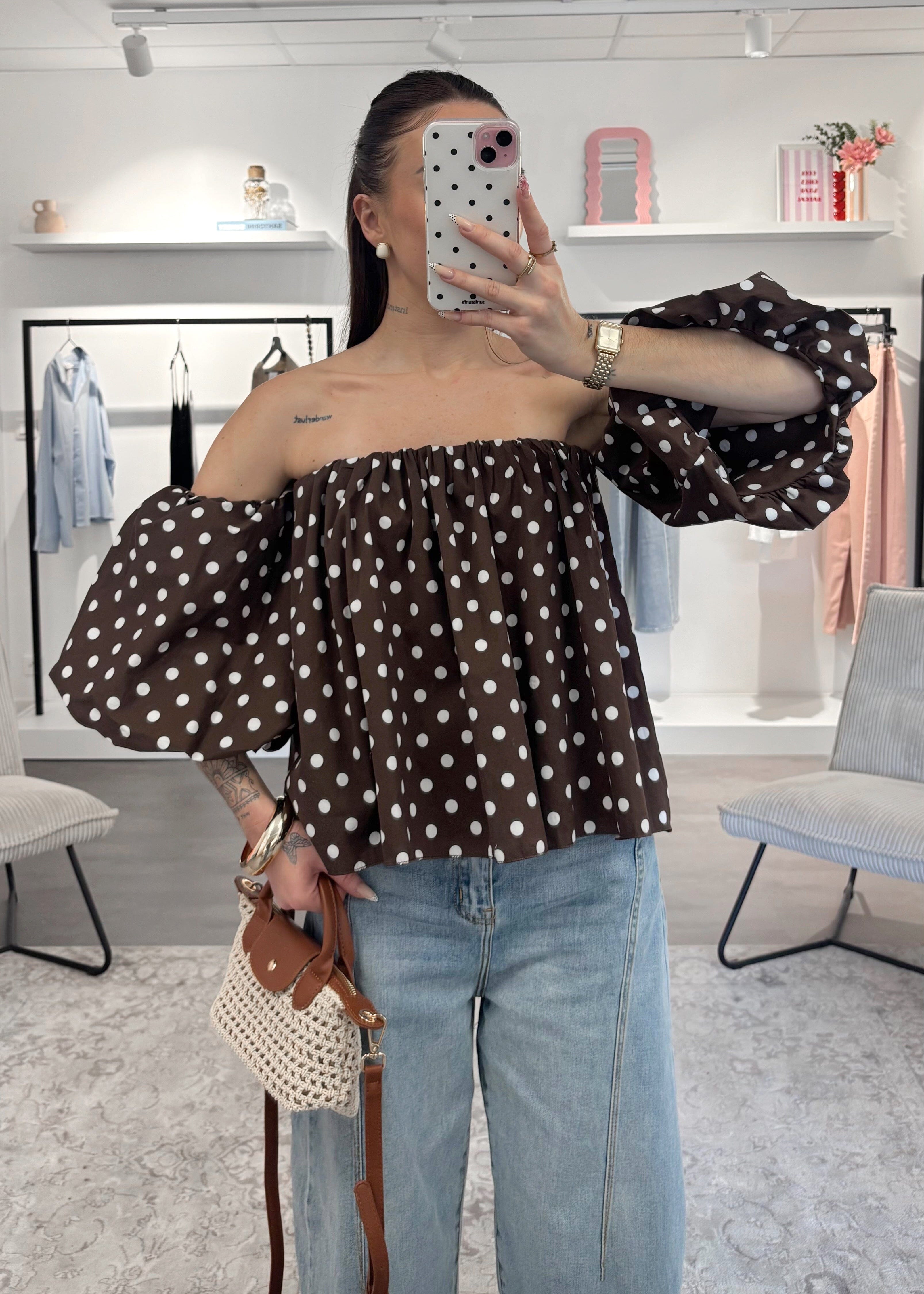 Blouse Sofia - Choco/Blanc