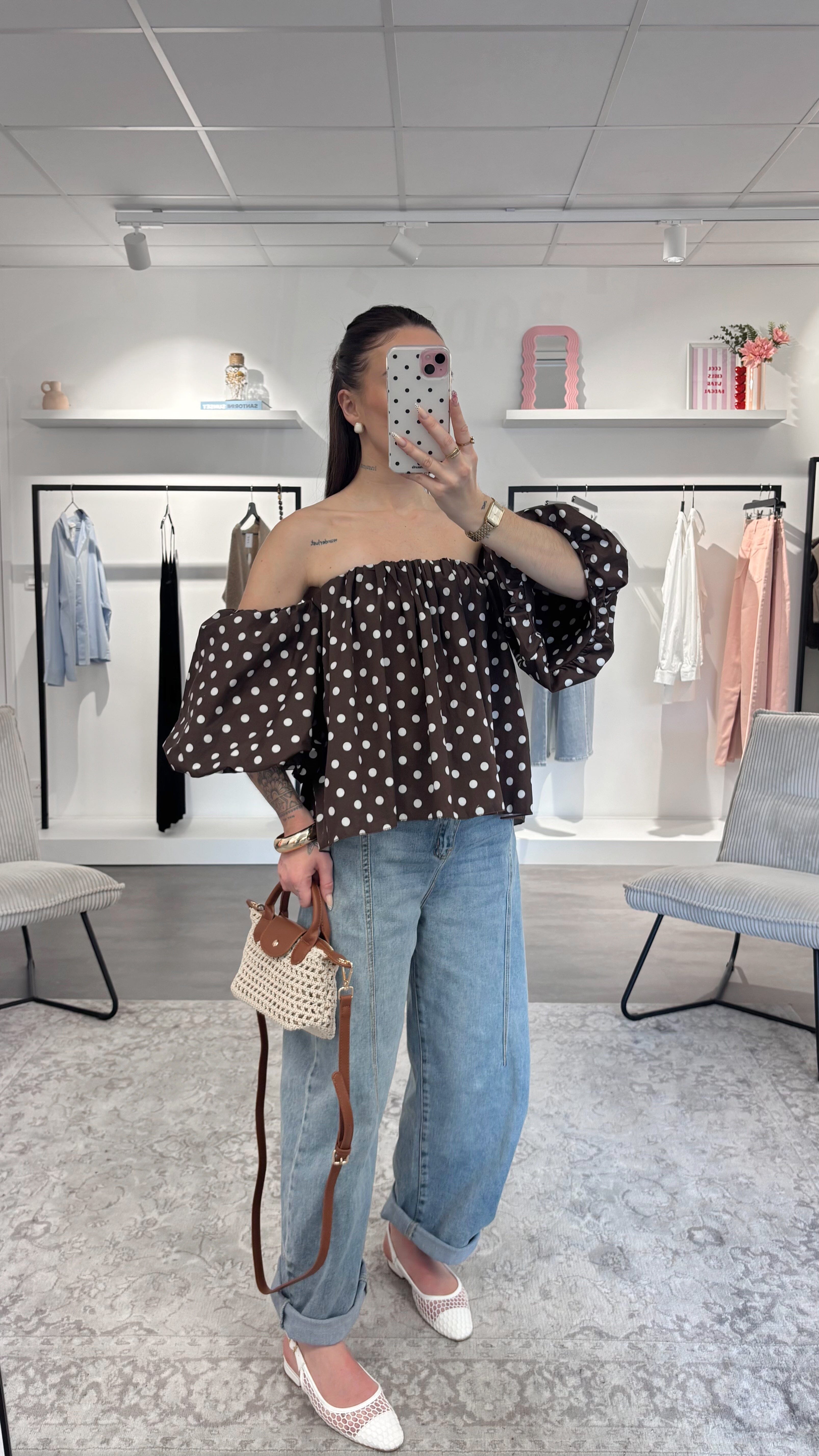 Blouse Sofia - Choco/Blanc