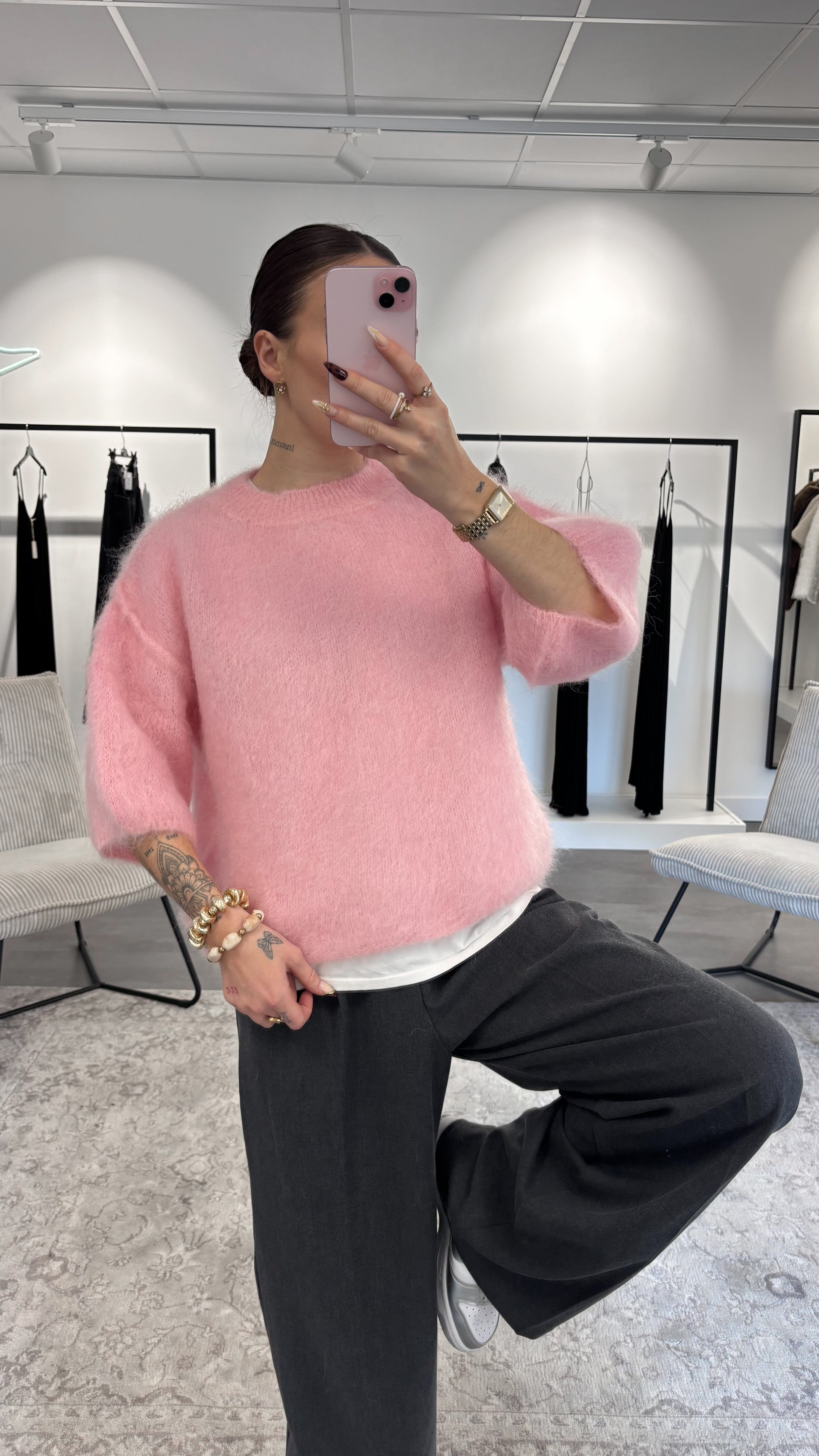 Pull Mohair - Rose bonbon