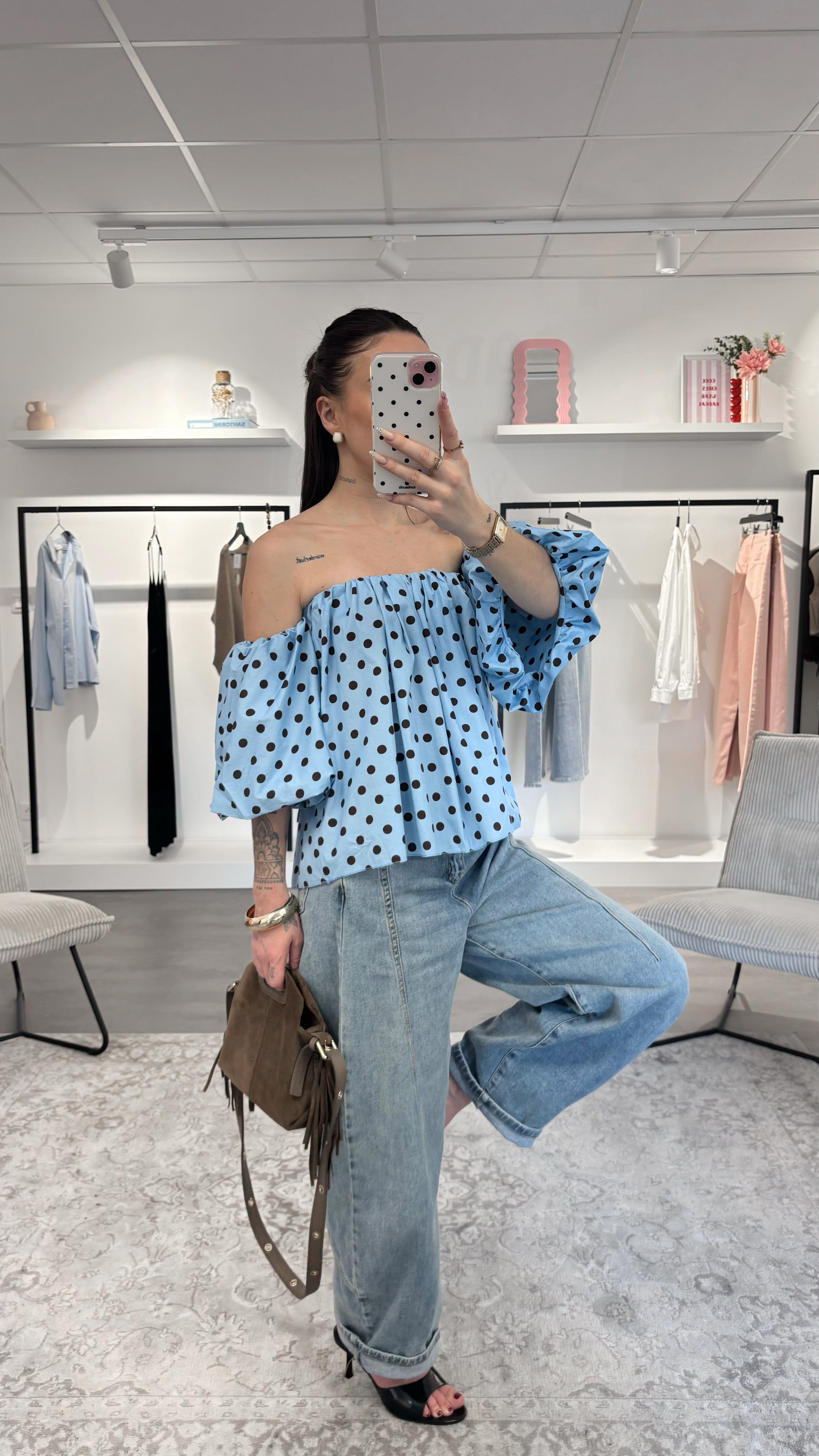 Blouse Sofia - Bleue/Choco