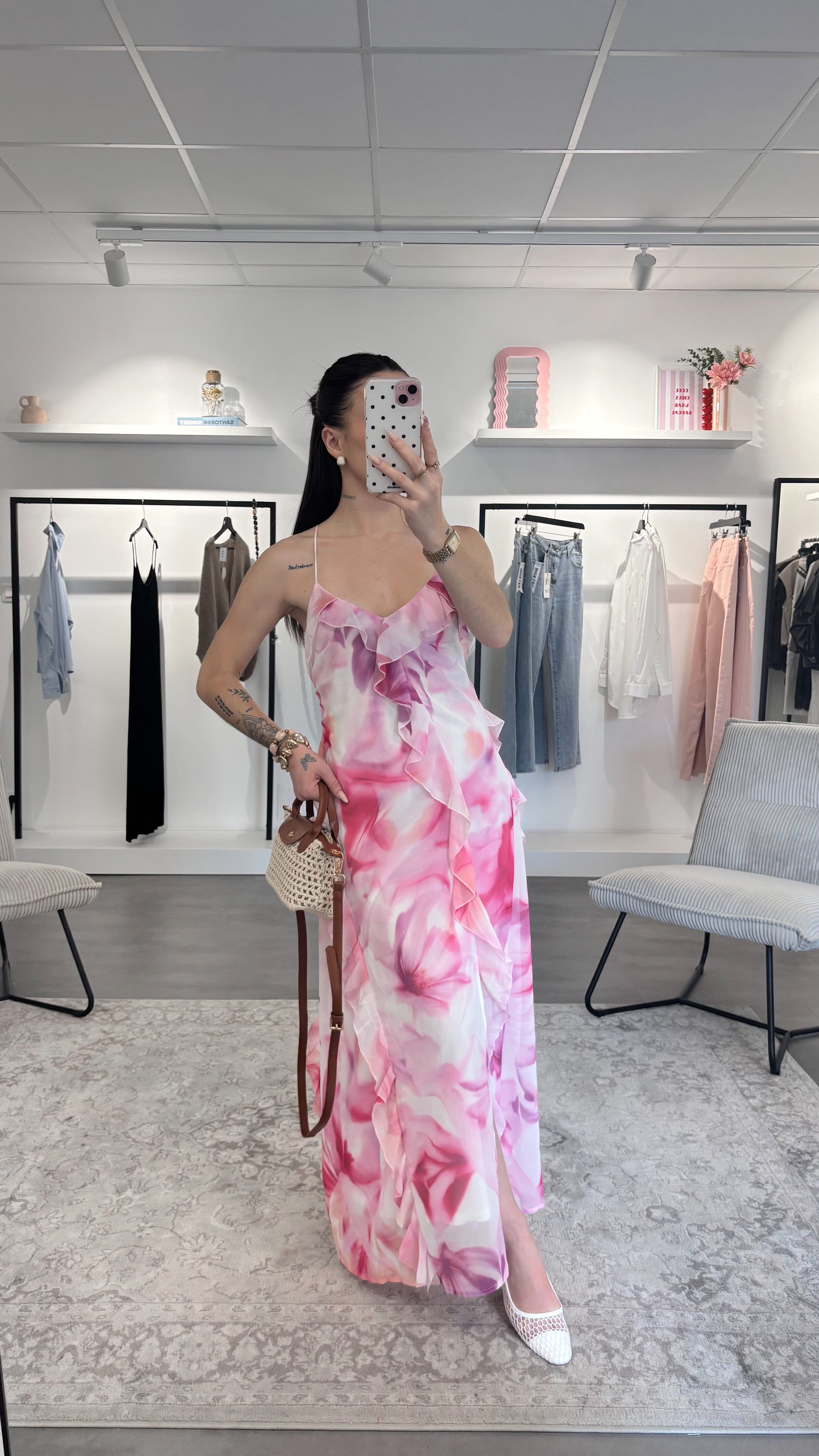 Robe Élina - Rose & Blanc