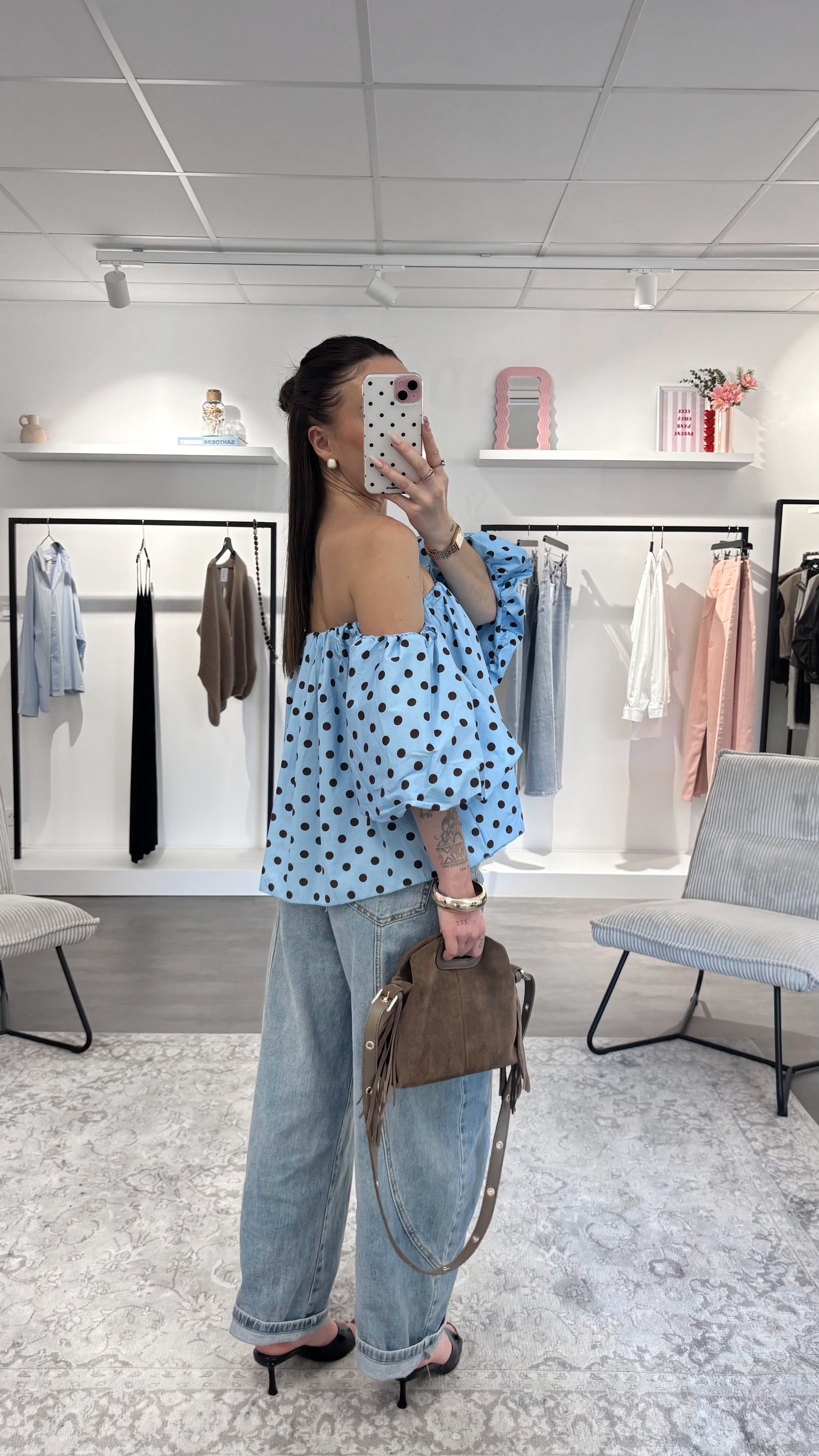 Blouse Sofia - Bleue/Choco
