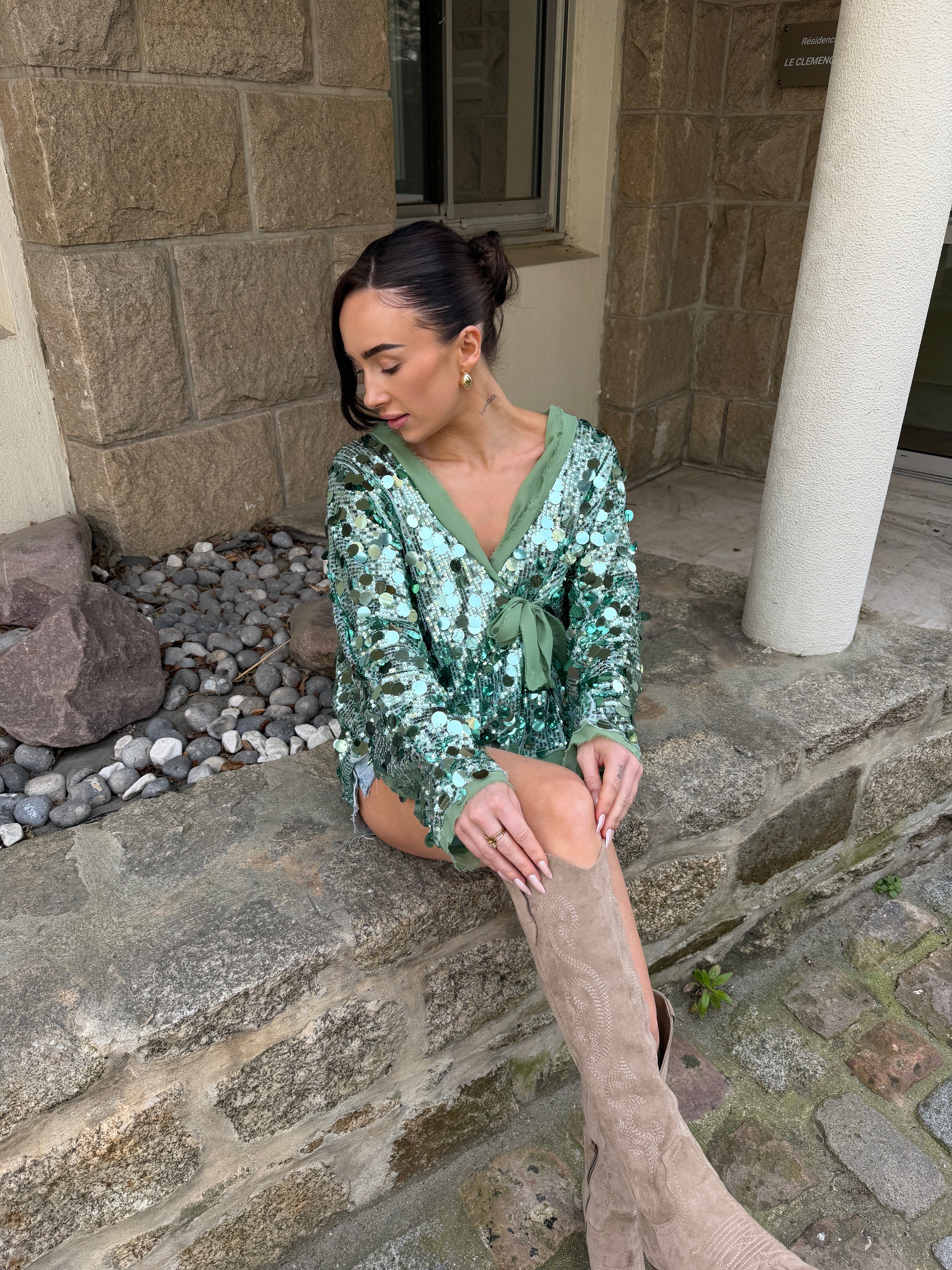 Gilet Glowy - Sequins vert
