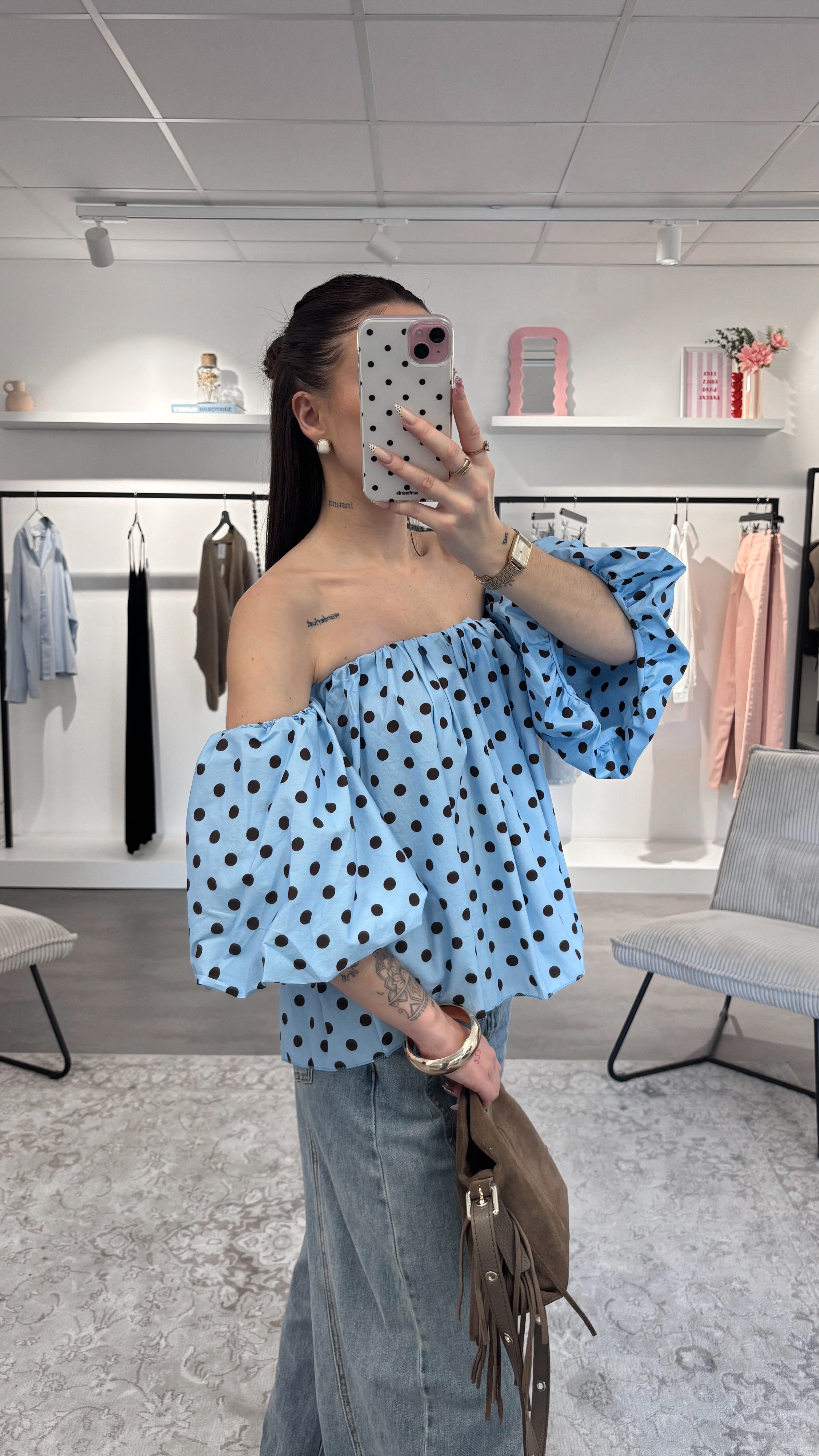Blouse Sofia - Bleue/Choco