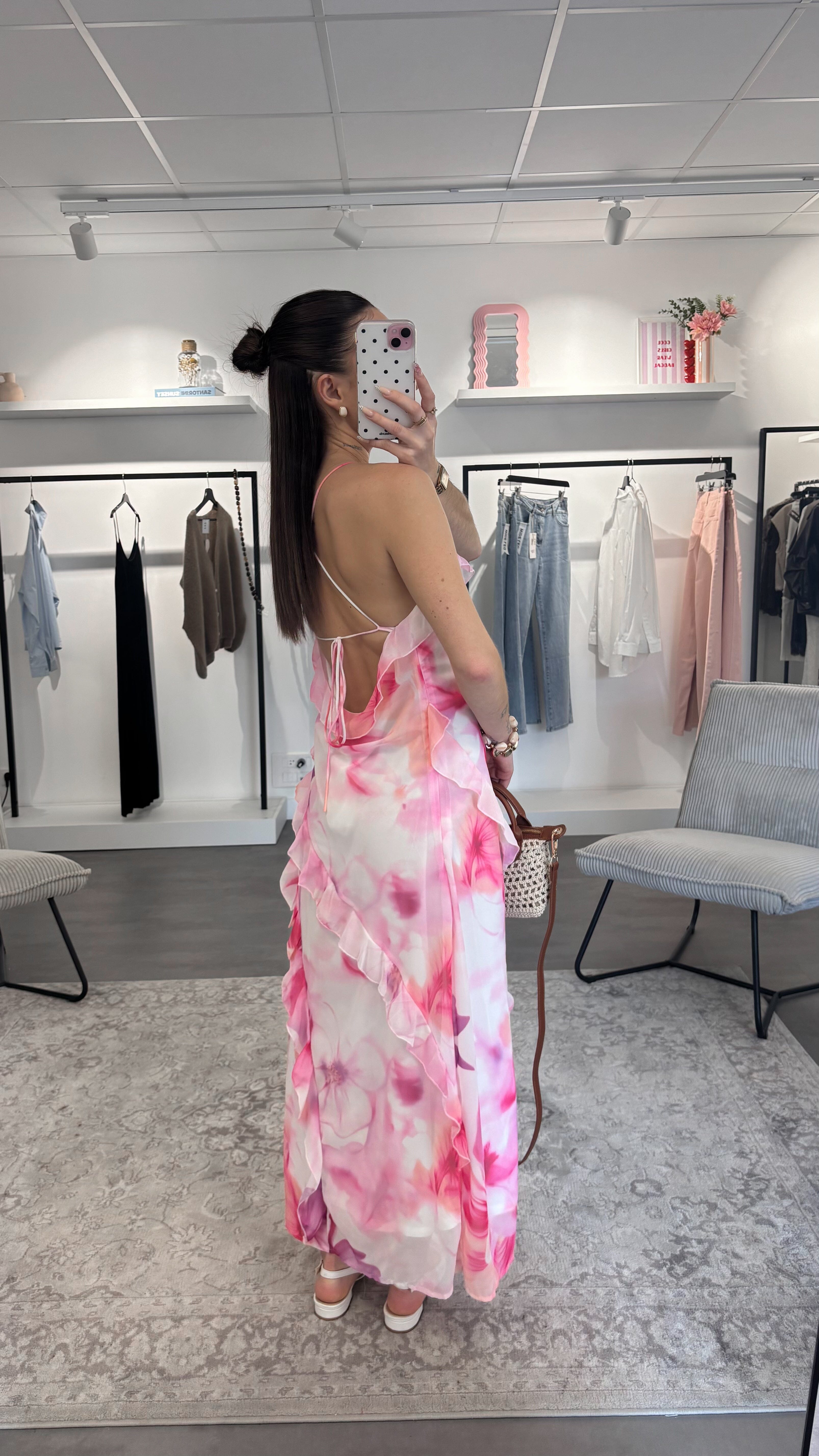 Robe Élina - Rose & Blanc