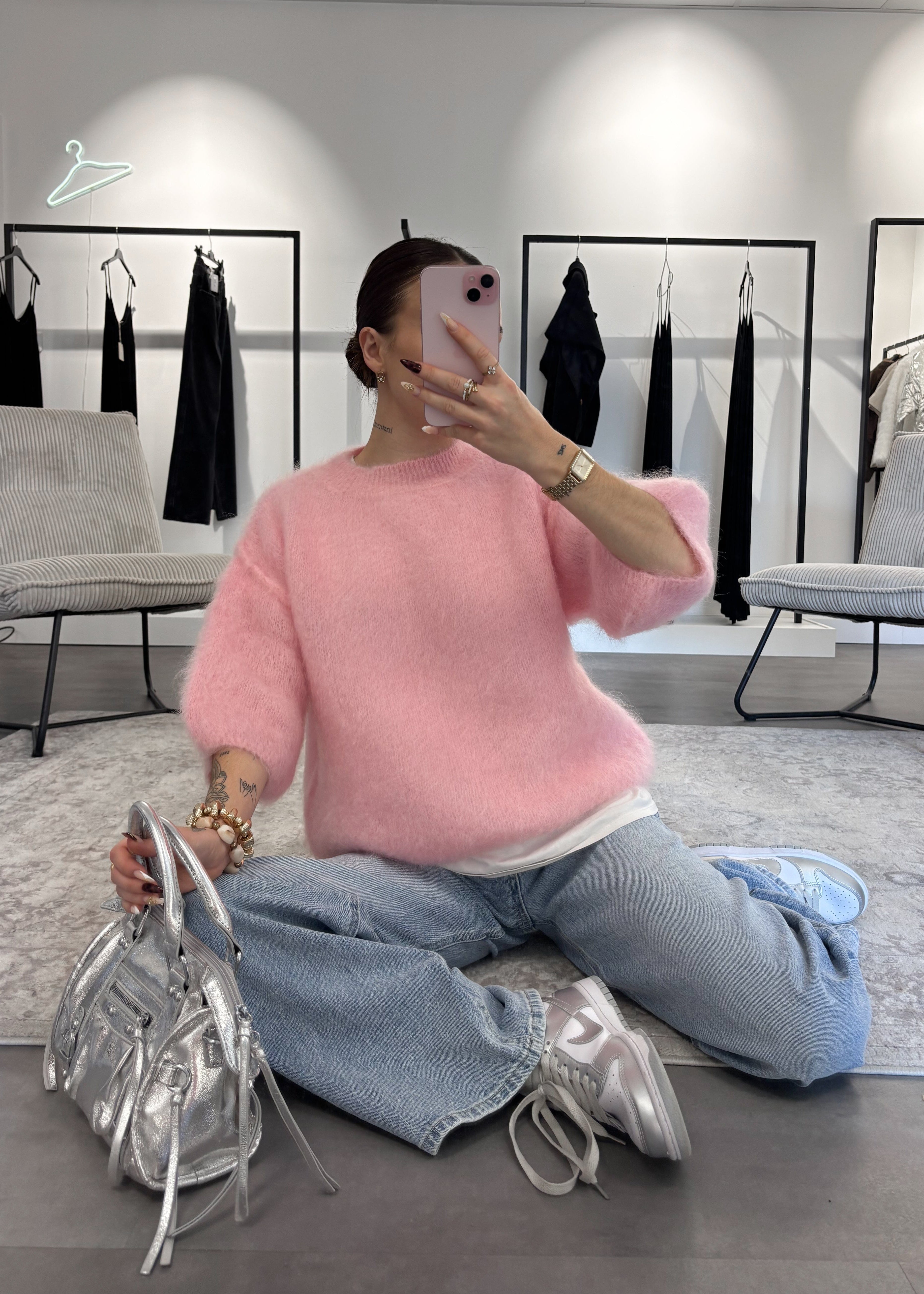 Pull Mohair - Rose bonbon