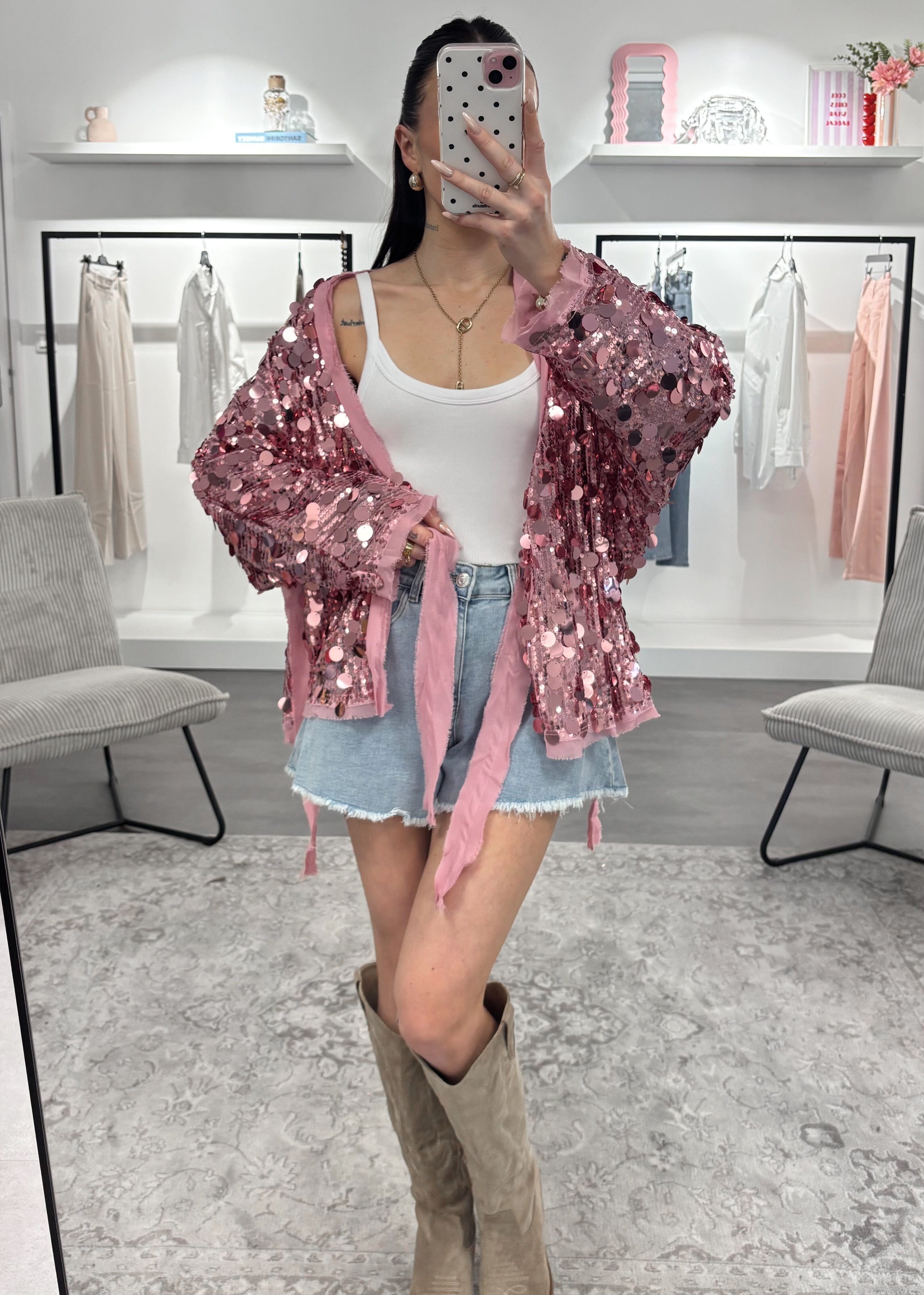 Gilet Glowy - Sequins roses