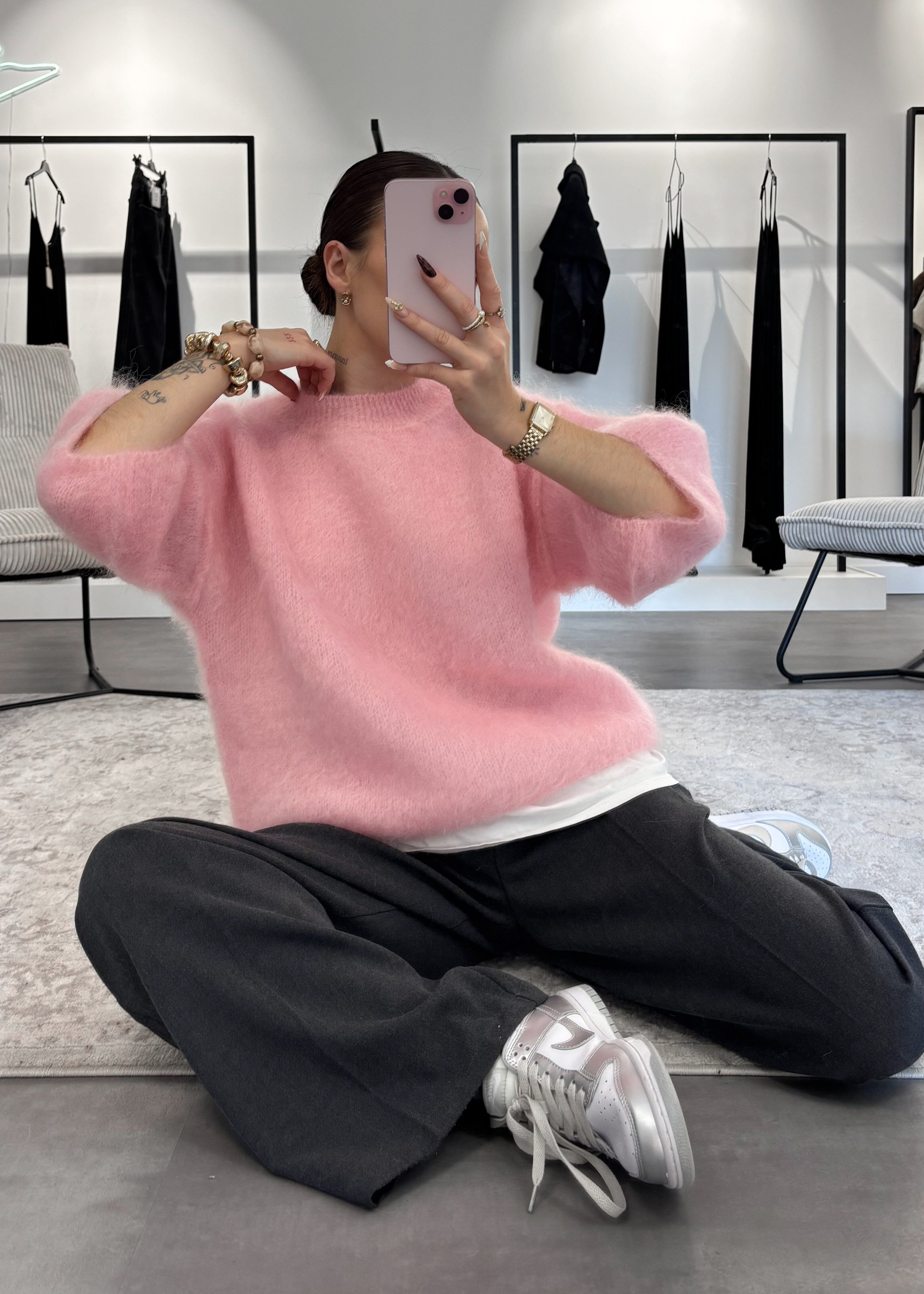 Pull Mohair - Rose bonbon